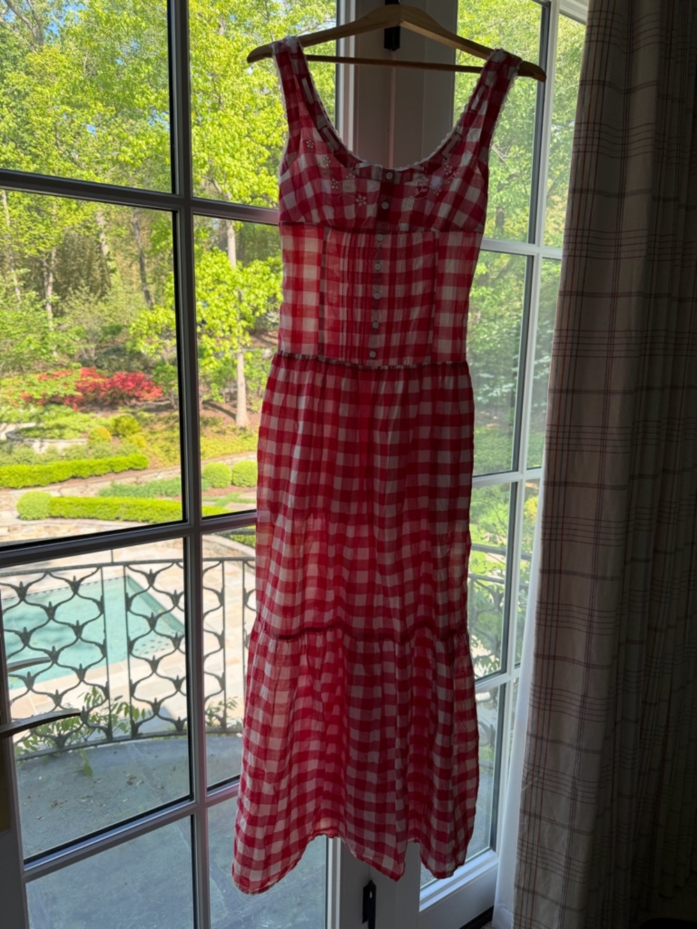 Frankie's Bikinis Red & White Gingham Maxi Dress